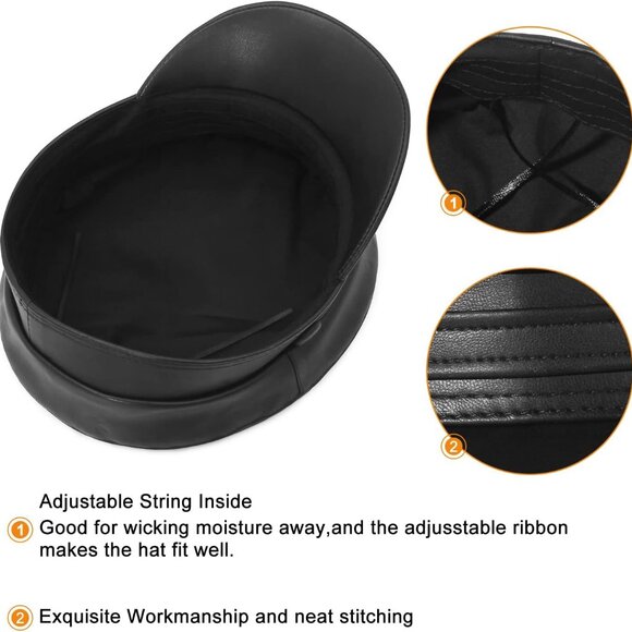 Women Fashion Newsboy Cap PU Leather Cabbie Sailor Fiddler Bakerboy Flat Gatsby - Picture 4 of 7